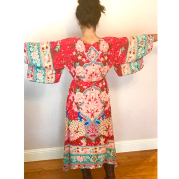 Lotus Print Ruby Kimono Dress/Gown - Picture 3 of 5